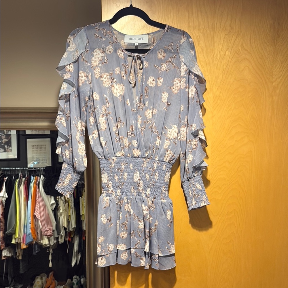 Blue Life Floral Ruffle Dress